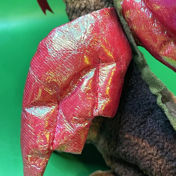 Ty Beanie Baby Scorch dragon 1998 brown plush red iridescent wings PVC PE - Picture 6 of 10